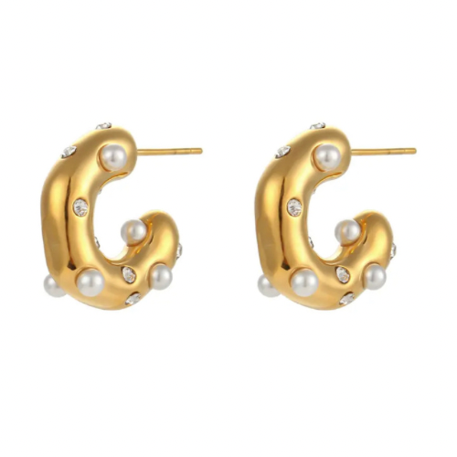 G PEARL STUDDED EARRINGS